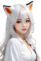 AI generated Fox girl cute transparent background png