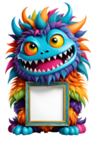 AI generated Monster border frame, cute monster border, copy space area png