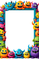 AI generated Monster border frame, cute monster border, copy space area png