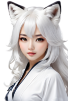 AI generated Fox girl cute transparent background png