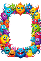 AI generated Monster border frame, cute monster border, copy space area png