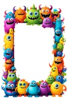 AI generated Monster border frame, cute monster border, copy space area png