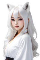 AI generated Fox girl cute transparent background png