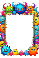 AI generated Monster border frame, cute monster border, copy space area png