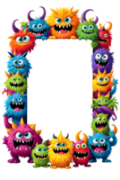 AI generated Monster border frame, cute monster border, copy space area png