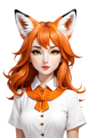 AI generated Fox girl cute transparent background png