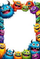 AI generated Monster border frame, cute monster border, copy space area png