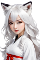 AI generated Fox girl cute transparent background png