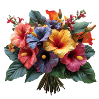 AI generated Colorful flower bouquete isolated on transparent background png