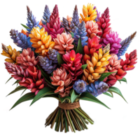 ai generato colorato fiore bouquete isolato su trasparente sfondo png