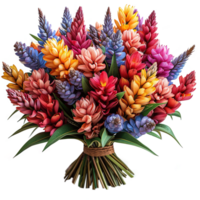 ai généré coloré fleur bouquete isolé sur transparent Contexte png