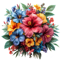 AI generated Colorful flower bouquete isolated on transparent background png