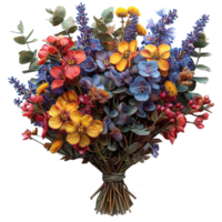 AI generated Colorful flower bouquete isolated on transparent background png