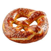 AI generated Bavarian pretzel with sesame seeds isolated on transparent background png