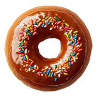 ai gegenereerd geglazuurd donut met hagelslag geïsoleerd Aan transparant achtergrond png