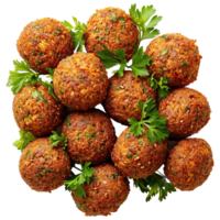 AI generated Falafel ball with parsley and spices isolated on transparent background png