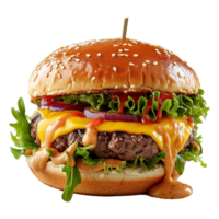 AI generated Big hamburger isolated on transparent background png