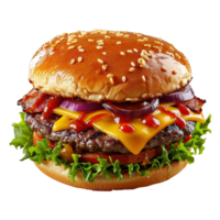 AI generated Big hamburger isolated on transparent background png