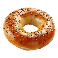 AI generated Bagel with sesame seeds isolated on transparent background png