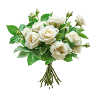 AI generated Beautiful wedding bouquet of white roses isolated on transparent background png