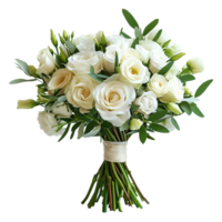 AI generated Beautiful wedding bouquet of white roses isolated on transparent background png