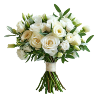 ai gerado lindo Casamento ramalhete do branco rosas isolado em transparente fundo png