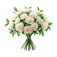 AI generated Beautiful wedding bouquet of white roses isolated on transparent background png