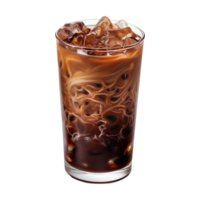 ai generado un vaso de con hielo café aislado en transparente antecedentes png