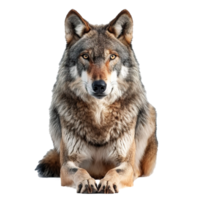 AI generated Gray Wolf sitting isolated on transparent background png