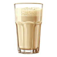 AI generated a glass of milk with foam and bubbles isolated on transparent background png