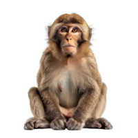 AI generated Monkey sitting and looking at the camera isolated on transparent background png