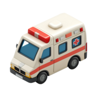 AI generated Ambulance car 3d icon isolated on transparent background png