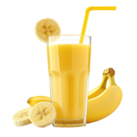 AI generated Banana smoothie in glass isolated on transparent background png