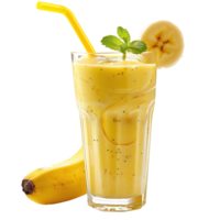 AI generated Banana smoothie in glass isolated on transparent background png