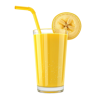 AI generated Banana smoothie in glass isolated on transparent background png