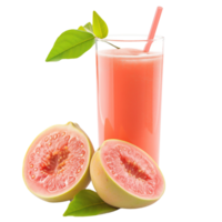 AI generated Fresh guava juice and guava fruits isolated on transparent background png