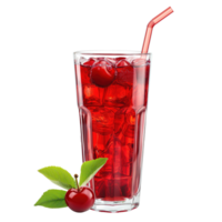 AI generated Cherry juice in a glass isolated on transparent background png