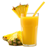 AI generated Pineapple juice in a glass with a straw isolated on transparent background png