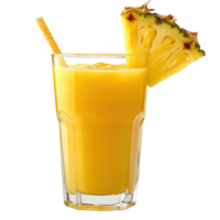 AI generated Pineapple juice in a glass with a straw isolated on transparent background png