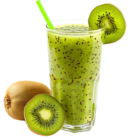 AI generated Kiwi smoothie in glass isolated on transparent background png