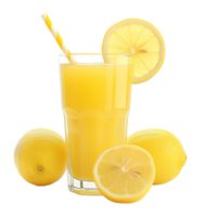 ai généré verre de Frais citron jus isolé sur transparent Contexte png