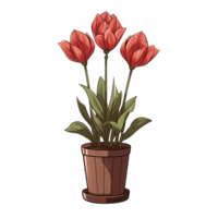 AI generated illustration of tulip in pot isolated on transparent background png