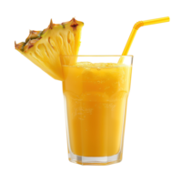 AI generated Pineapple juice in a glass with a straw isolated on transparent background png