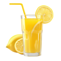 ai généré verre de Frais citron jus isolé sur transparent Contexte png