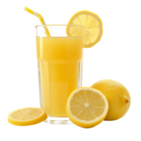 AI generated Glass of fresh lemon juice isolated on transparent background png