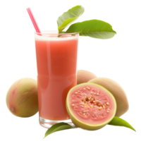 AI generated Fresh guava juice and guava fruits isolated on transparent background png