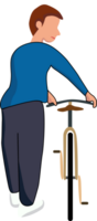 A man push a bicycle. png