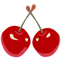 Two cherry icon, illustration of two sweet cherries. summer red berry png