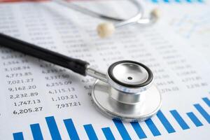 Stethoscope on graph paper, Finance, Account, Statistics, Investment, Analytic research data economy and Business company. photo