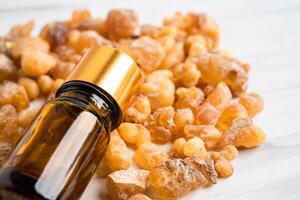 Frankincense or olibanum aromatic resin used in incense and perfumes. photo